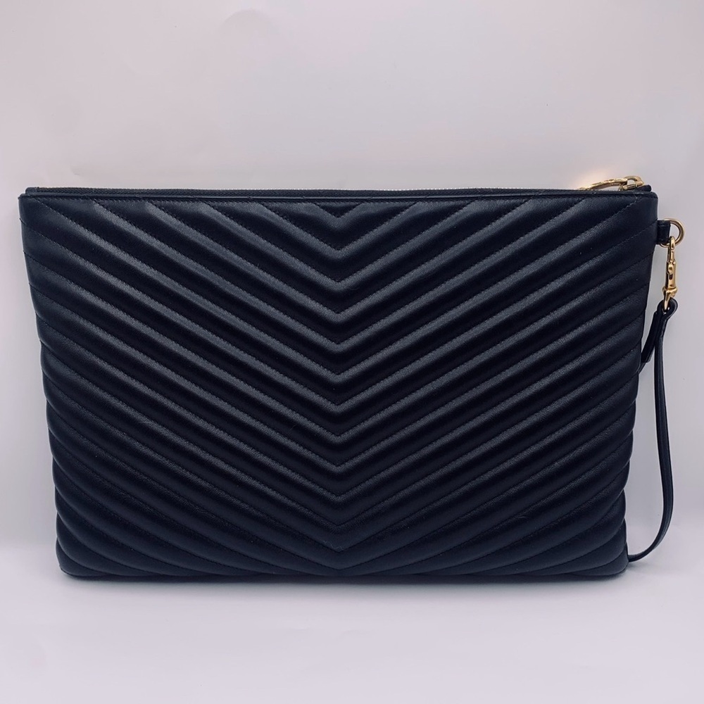 Saint Laurent Cassandre Matelasse Zip Pouch - Large Size - Picture 2 of 6